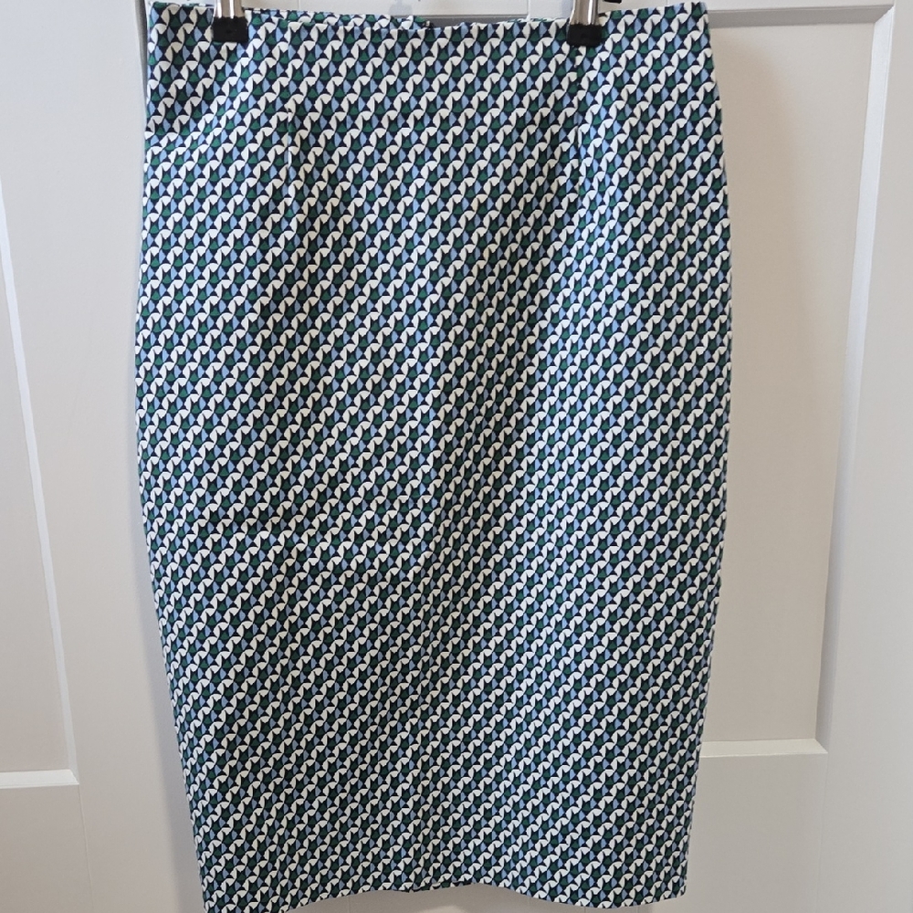 Boden Blue and White Geometric Pencil Skirt - Womens 6